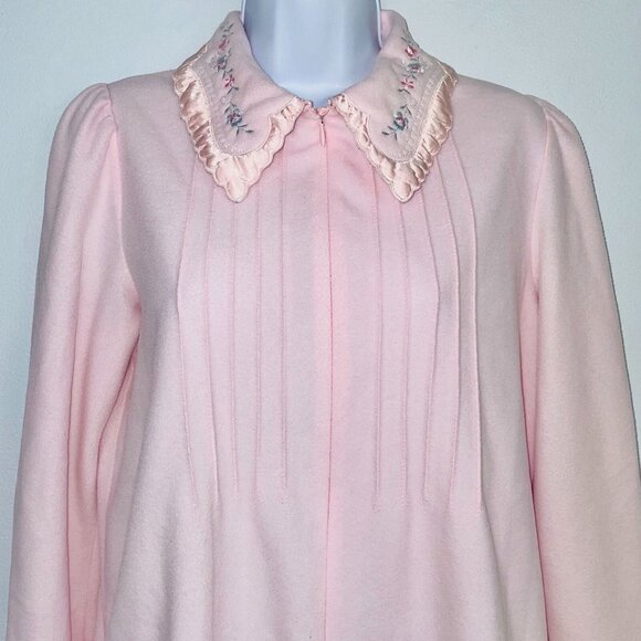 Vintage Sears Ultra Plush Womens Small Robe Pink Floral Long Sleeve Housecoat - Picture 3 of 9